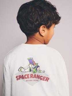 Mango Kids' Buzz LIghtyear Cotton T-Shirt, Off White - view 2, Off White