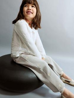 Mango Kids' Embroidered Straight Jeans, Mid Grey - view 2, Mid Grey