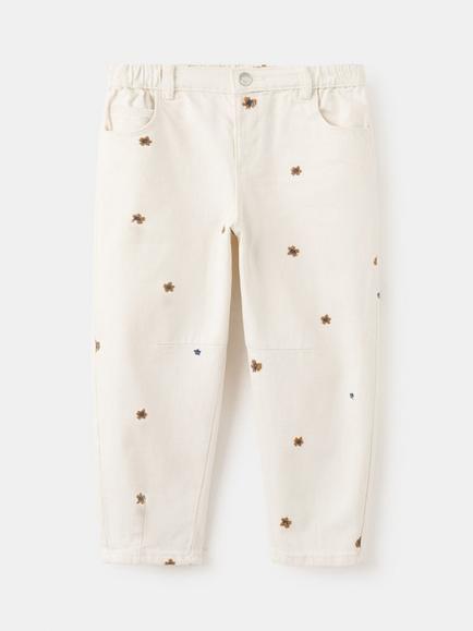 Mango Kids' Embroidered Tapered Jeans, Raw, Raw