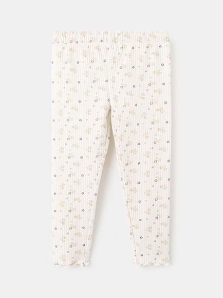 Mango Kids' Ribbed Floral Leggings, Raw, Raw