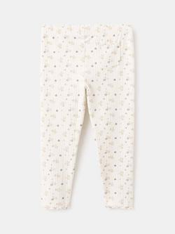 Mango Kids' Ribbed Floral Leggings, Raw - view 2, Raw