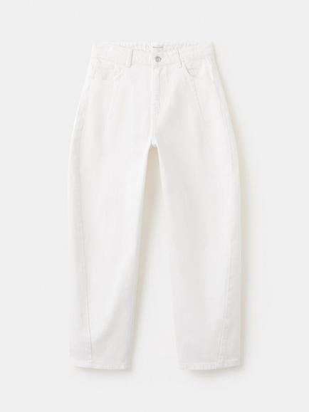 Mango Kids' Mid Rise Barrel Denim Jeans, White, White