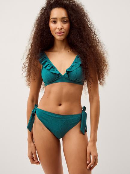 Monsoon Mia Ruffle Bikini Top, Teal, Teal