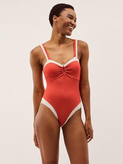 Monsoon Sabrina Bandeau Swimsuit, Rust, Rust