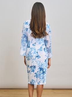 Gina Bacconi Harmony Floral Chiffon Sleeve Dress, Blue/White - view 2, Blue/White