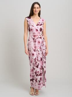 Gina Bacconi Perla Stretch Floral Diamante Trim Maxi Dress, Rose, Rose