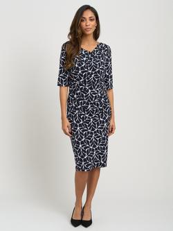 Gina Bacconi Queenie Abstract Jersey Dress, Navy/White, Navy/White