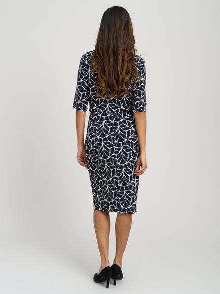 Gina Bacconi Queenie Abstract Jersey Dress, Navy/White - view 2, Navy/White