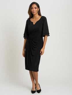 Gina Bacconi Diamante Trim Chiffon Sleeve Dress, Black, Black