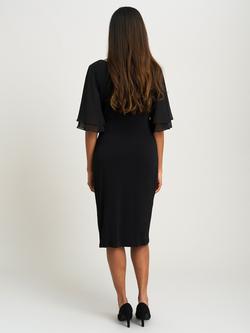 Gina Bacconi Diamante Trim Chiffon Sleeve Dress, Black - view 2, Black