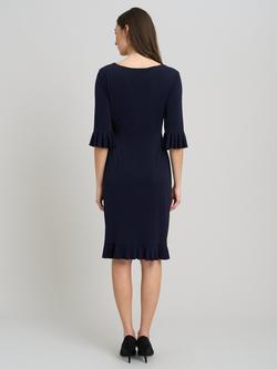 Gina Bacconi Faux Wrap Frill Hem Jersey Dress, Navy - view 2, Navy