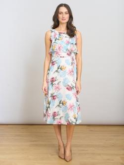 Gina Bacconi Tulisa Floral Ruffle Dress, White/Multi, White/Multi