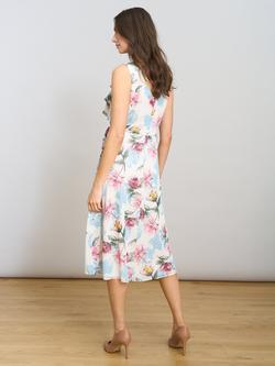 Gina Bacconi Tulisa Floral Ruffle Dress, White/Multi - view 2, White/Multi