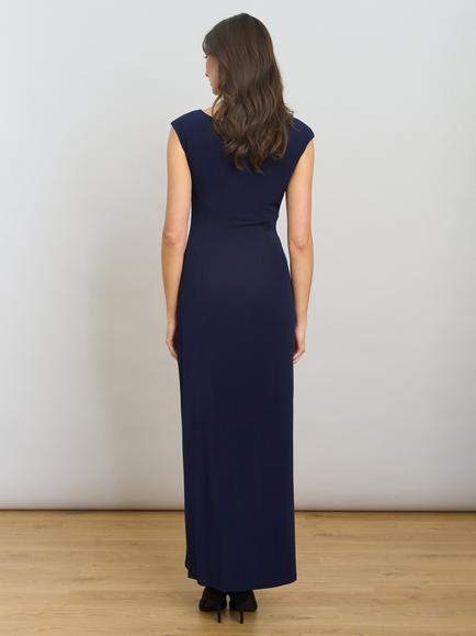 Gina Bacconi Eileen Wrap Maxi Dress - view 2, Navy