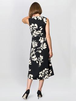 Gina Bacconi Joely Floral Midi Dress, Black/Beige - view 2, Black/Beige
