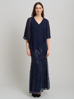 Gina Bacconi Leslie Embellished Maxi Dress, Navy, Navy