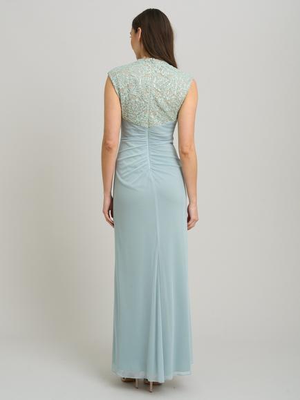 Gina Bacconi Carter Lace Detail Maxi Dress, Sage - view 2, Sage