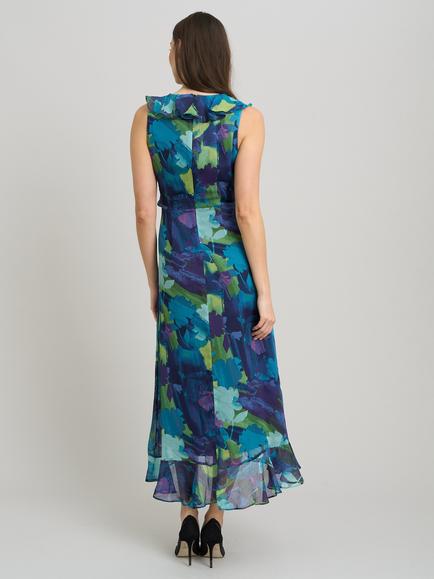 Gina Bacconi Marlee Floral Ruffle Maxi Dress, Blue - view 2, Blue