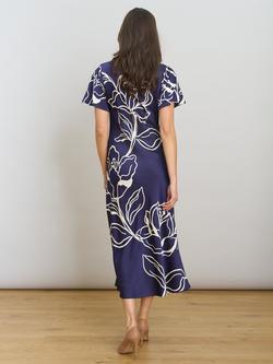Gina Bacconi Meg Floral Outline Midi Dress, Navy - view 2, Navy