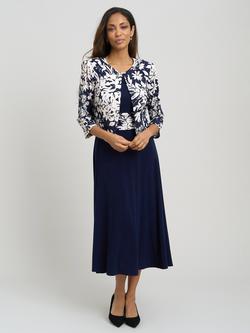 Gina Bacconi Nell Jersey Dress & Floral Jacket Set, Navy, Navy