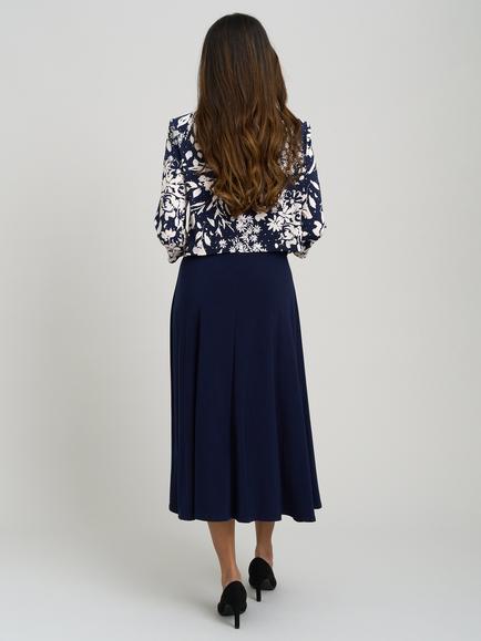 Gina Bacconi Nell Jersey Dress & Floral Jacket Set, Navy - view 2, Navy