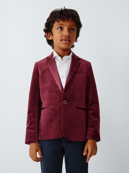 John Lewis Heirloom Collection Kids' Velvet Jacket, Red, Red