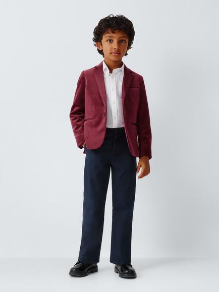 John Lewis Heirloom Collection Kids' Velvet Jacket, Red - view 2, Red