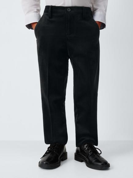 John Lewis Heirloom Collection Kids' Velvet Trousers, Black Velvet, Black Velvet