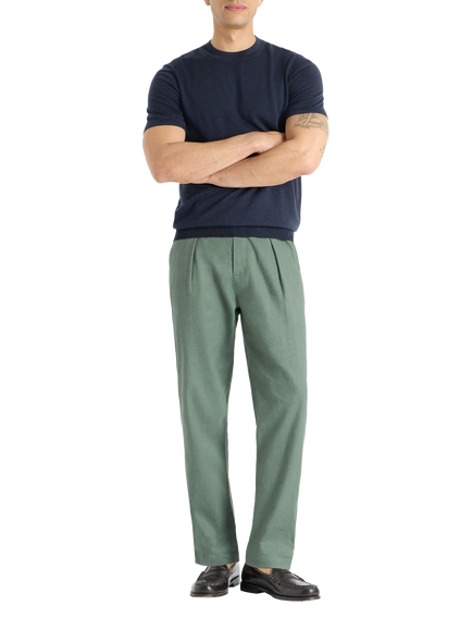 SPOKE Hackneys Linen Cotton Blend Regular Thigh Relaxed Chinos, Highland, Highland