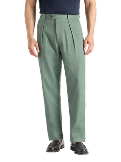 SPOKE Hackneys Linen Cotton Blend Regular Thigh Relaxed Chinos, Highland - view 2, Highland