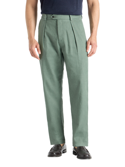 SPOKE Hackneys Linen Cotton Blend Regular Thigh Relaxed Chinos, Highland - view 2, Highland