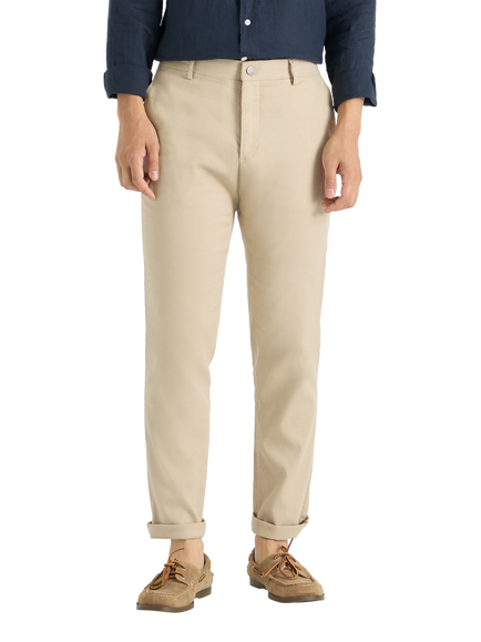 SPOKE Linen Blend Sharps Narrow Thigh Slim Chinos, Khaki