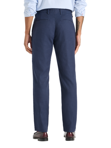 SPOKE Linen Blend Sharps Narrow Thigh Slim Chinos, Navy - view 2, Navy