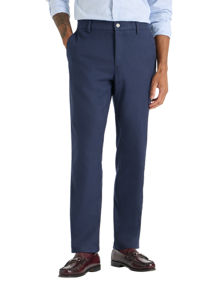 SPOKE Linen Blend Sharps Wide Thigh Slim Chinos, Navy, Navy
