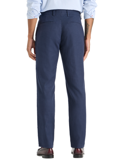 SPOKE Linen Blend Sharps Wide Thigh Slim Chinos, Navy - view 2, Navy