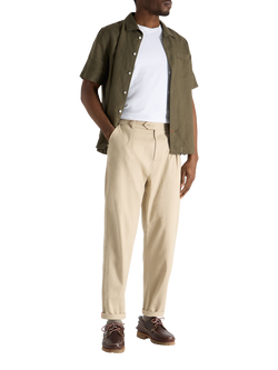 SPOKE Hackney Linen Cotton Blend Trousers, Khaki, Khaki