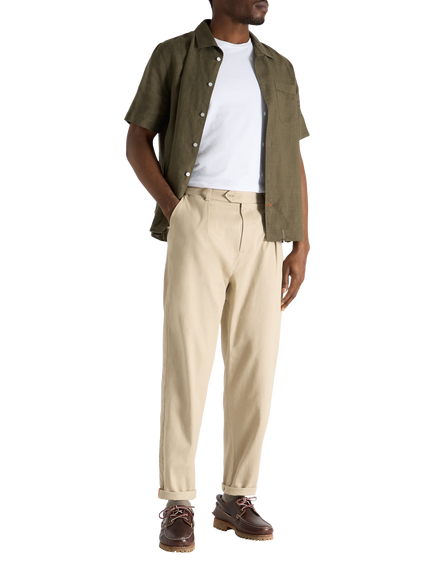 SPOKE Hackney Linen Cotton Blend Trousers, Khaki