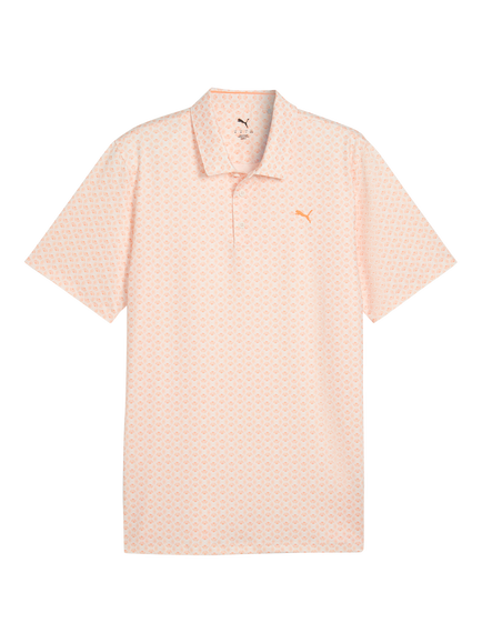 PUMA MATTR Scallop Golf Polo Shirt, White/Melon Glow