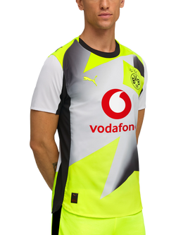 PUMA  Men's Slim Fit Borussia Dortmund 25/26 Authentic Away Jersey Top, Silver Mist/Yellow, Silver Mist/Yellow