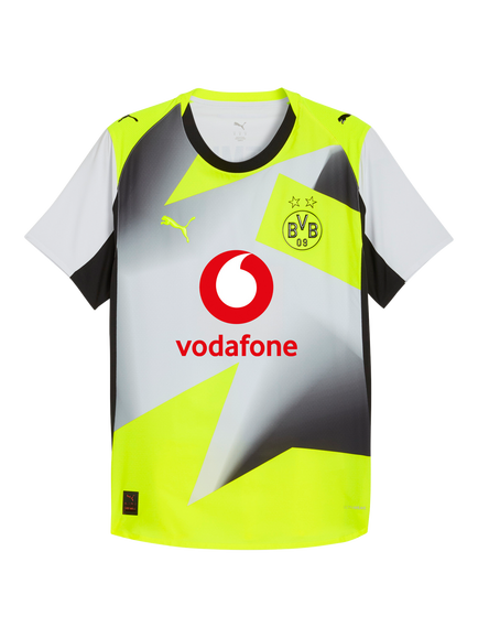 PUMA  Men's Slim Fit Borussia Dortmund 25/26 Authentic Away Jersey Top, Silver Mist/Yellow - view 2, Silver Mist/Yellow