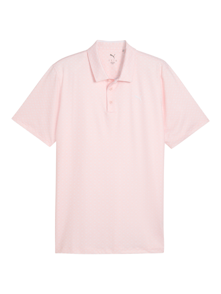 PUMA MATTR Scallop Golf Polo Shirt, Rose Blossom/White