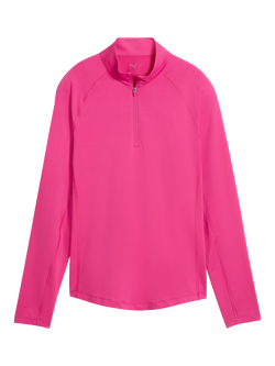 PUMA YOU-V Quarter Zip Golf Top, Pink Opal
