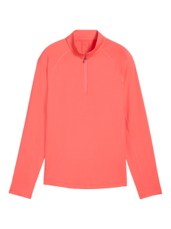 PUMA YOU-V Quarter Zip Golf Top, Peach Frost