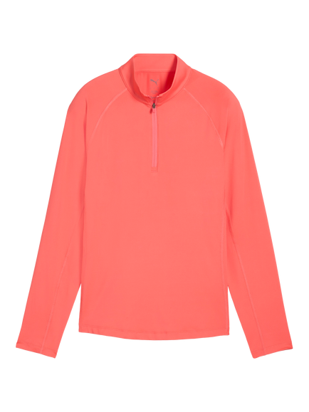 PUMA YOU-V Quarter Zip Golf Top, Peach Frost