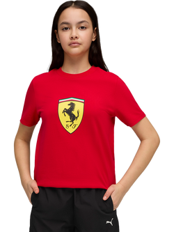 PUMA Kids' Scuderia Ferrari Shield Logo T-Shirt, Rosso Corsa