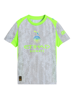 PUMA Kids' Manchester City 25/26 Third Jersey Top, Blue/Pro Green, Blue/Pro Green