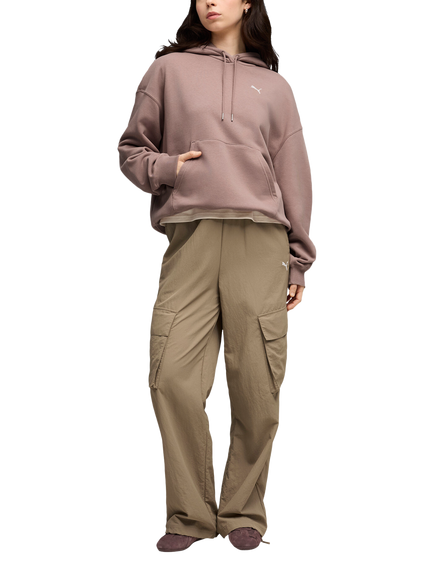 PUMA Wardrobe Essentials Logo Oversized Hoodie - view 2, Sandstone