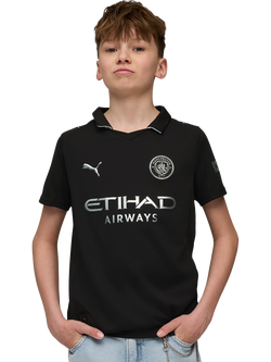 PUMA Kids' Manchester City 25/26 Away Jersey Top, Puma Black, Puma Black
