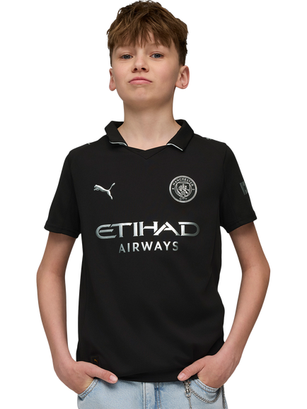 PUMA Kids' Manchester City 25/26 Away Jersey Top, Puma Black, Puma Black