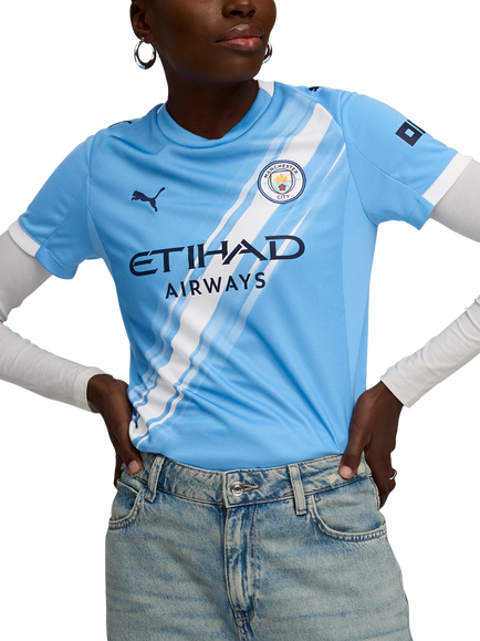 PUMA Women's Regular Fit Manchester City 25/26 Home Jersey Top, Light Blue/White, Light Blue/White